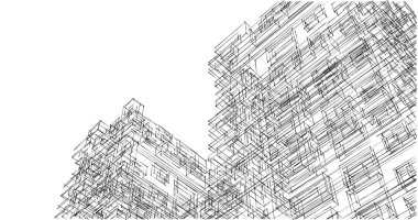Mimari sanat konseptinde soyut çizgiler, minimum geometrik şekiller. 