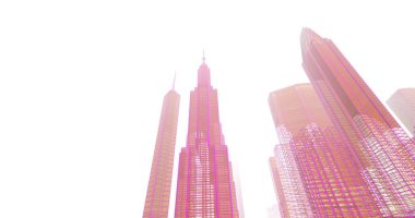 Arkaplanda mimari bina 3d illüstrasyon