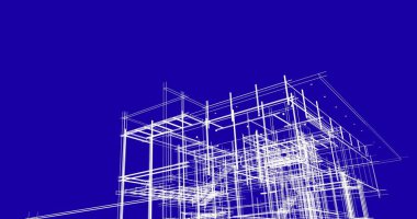 Arkaplanda mimari bina 3d illüstrasyon