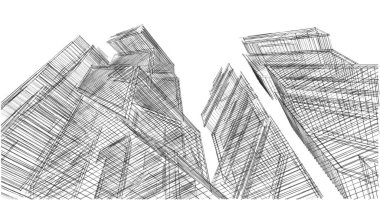 Mimari sanat konseptinde soyut çizgiler, minimum geometrik şekiller. 