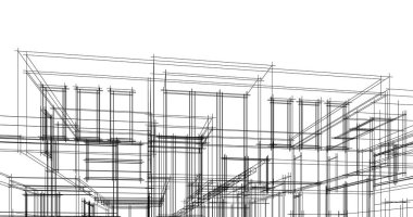Mimari sanat konseptinde soyut çizgiler, minimum geometrik şekiller. 