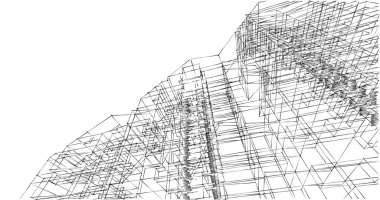 Arkaplanda mimari bina 3d illüstrasyon,