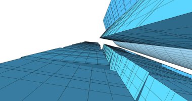 Arkaplanda mimari bina 3d illüstrasyon