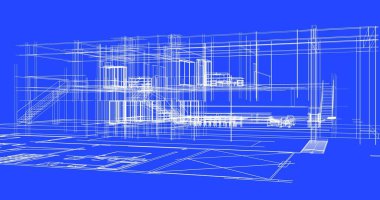 Mimari sanat konseptinde soyut çizgiler, minimum geometrik şekiller. 