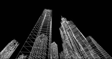 Mimari sanat konseptinde soyut çizgiler, minimum geometrik şekiller. 