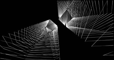 Mimari sanat konseptinde soyut çizgiler, minimum geometrik şekiller. 