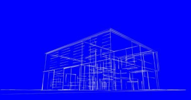 Arkaplanda mimari bina 3d illüstrasyon