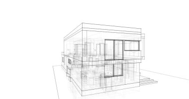 Arkaplanda mimari bina 3d illüstrasyon