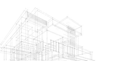 Arkaplanda mimari bina 3d illüstrasyon