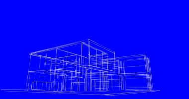 Arkaplanda mimari bina 3d illüstrasyon