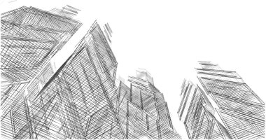 Mimari sanat konseptinde soyut çizgiler, minimum geometrik şekiller. 