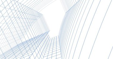 Mimari sanat konseptinde soyut çizgiler, minimum geometrik şekiller. 