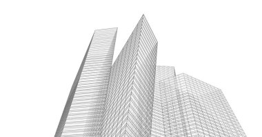 Arkaplanda mimari bina 3d illüstrasyon