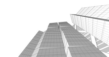 Arkaplanda mimari bina 3d illüstrasyon