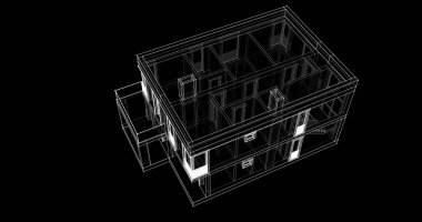 Arkaplanda mimari bina 3d illüstrasyon