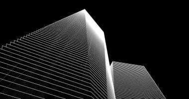 Arkaplanda mimari bina 3d illüstrasyon