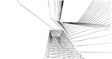 Mimari sanat konseptinde soyut çizgiler, minimum geometrik şekiller. 