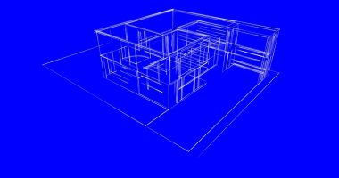 Arkaplanda mimari bina 3d illüstrasyon