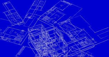 Mimari sanat konseptinde soyut çizgiler, minimum geometrik şekiller. 