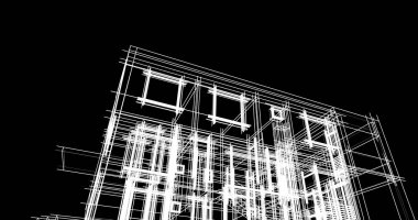 Mimari sanat konseptinde soyut çizgiler, minimum geometrik şekiller. 