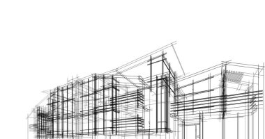 Mimari sanat konseptinde soyut çizgiler, minimum geometrik şekiller. 