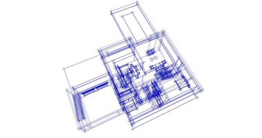 Mimari sanat konseptinde soyut çizgiler, minimum geometrik şekiller. 