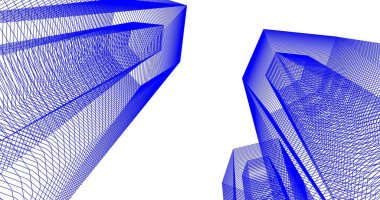 3d mimari duvar kağıdı tasarımı, dijital bina çizimi 