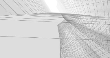 Arkaplanda mimari bina 3d illüstrasyon