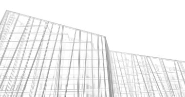 Arkaplanda mimari bina 3d illüstrasyon