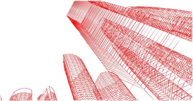 Arkaplanda mimari bina 3d illüstrasyon