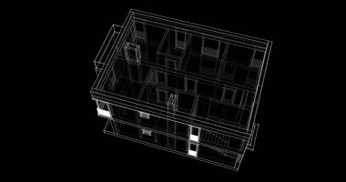 Arkaplanda mimari bina 3d illüstrasyon