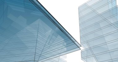 Mimari sanat konseptinde soyut çizgiler, minimum geometrik şekiller. 