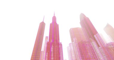 Arkaplanda mimari bina 3d illüstrasyon