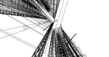 Mimari sanat konseptinde soyut çizgiler, minimum geometrik şekiller. 