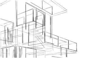 Mimari sanat konseptinde soyut çizgiler, minimum geometrik şekiller. 