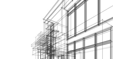 Mimari sanat konseptinde soyut çizgiler, minimum geometrik şekiller. 