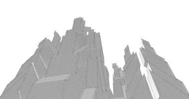 Mimari sanat konseptinde soyut çizgiler, minimum geometrik şekiller. 