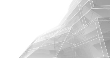 Mimari sanat konseptinde soyut çizgiler, minimum geometrik şekiller. 