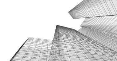 Arkaplanda mimari bina 3d illüstrasyon