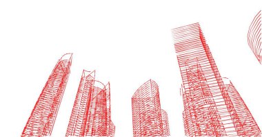 Arkaplanda mimari bina 3d illüstrasyon