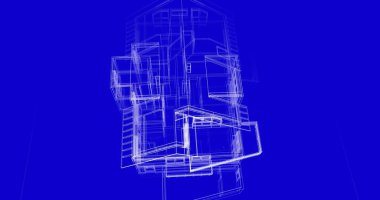 Mimari sanat konseptinde soyut çizgiler, minimum geometrik şekiller. 