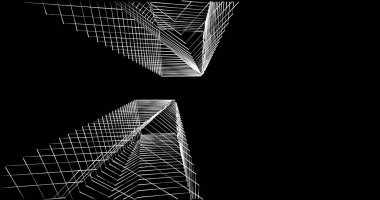 Mimari sanat konseptinde soyut çizgiler, minimum geometrik şekiller. 