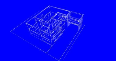 Arkaplanda mimari bina 3d illüstrasyon
