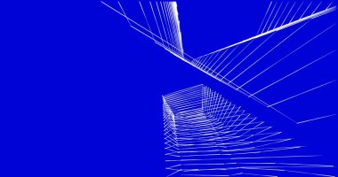 Mimari sanat konseptinde soyut çizgiler, minimum geometrik şekiller. 