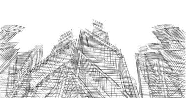 Mimari sanat konseptinde soyut çizgiler, minimum geometrik şekiller. 