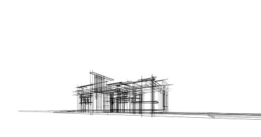 Mimari sanat konseptinde soyut çizgiler, minimum geometrik şekiller. 