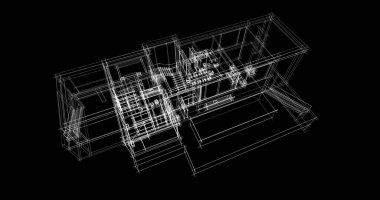 Arkaplanda mimari bina 3d illüstrasyon