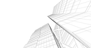 Arkaplanda mimari bina 3d illüstrasyon