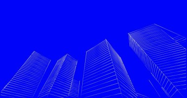 Arkaplanda mimari bina 3d illüstrasyon