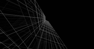 Mimari sanat konseptinde soyut çizgiler, minimum geometrik şekiller. 